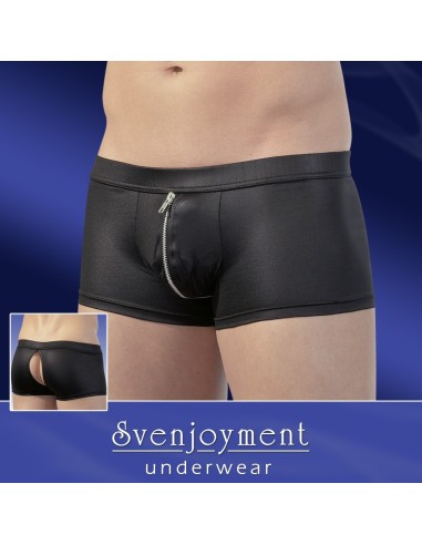 BOXER IN TESSUTO NERO CON ZIP FRONTALE ED APERTURA POSTERIORE