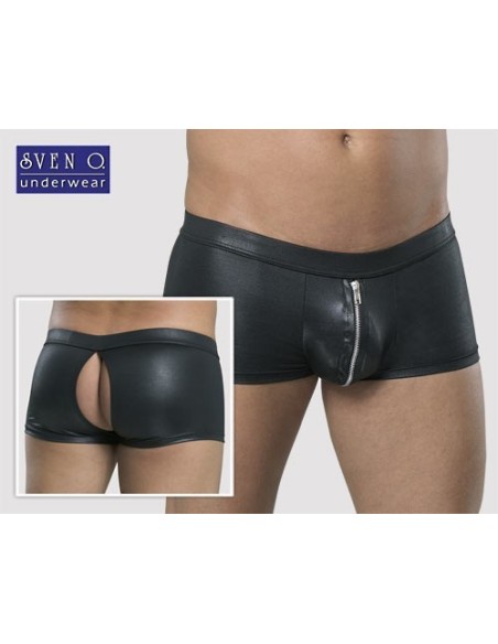BOXER IN TESSUTO NERO CON ZIP FRONTALE ED APERTURA POSTERIORE