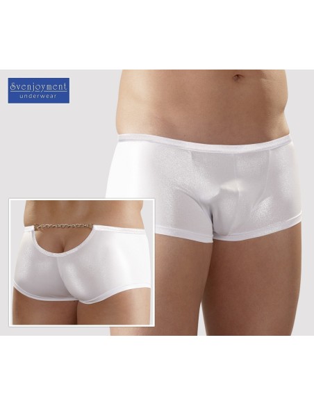 BOXER BIANCO EFFETTO GLITTER LUCIDO CON CATENINA