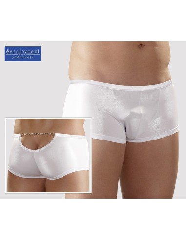 BOXER BIANCO EFFETTO GLITTER LUCIDO CON CATENINA