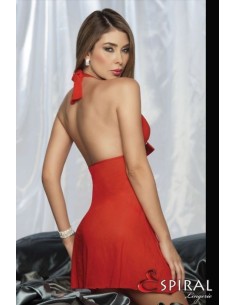 BABY DOLL ROSSO CON FIOCCO IN RASO E PERIZOMA ESPIRAL \"LOVE ME\" 2