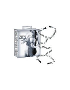 Catenella con pinze per capezzoli e vagina- Briglie con morsetti