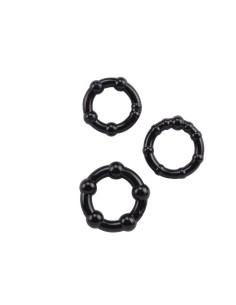 SET 3 ANELLI FALLICI CON RILIEVI STIMOLANTI "BEADED COCKRINGS" NERI