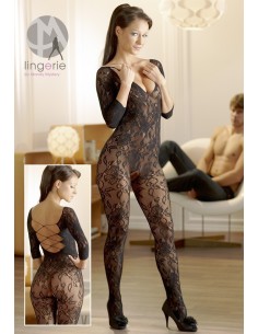 CATSUIT IN PIZZO FLOREALE ED ALLACCIATURA INTESSUTA "LACE CATSUIT" - TAGLIA UNICA 2