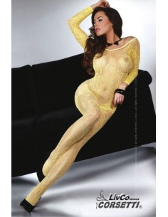 BODYSTOCKING ROSA CON RICAMI A MOTIVO FLOREALE - TAGLIA UNICA 2