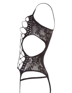 BODYSTOCKING NERO CON DECORAZIONI FLOREALI - TAGLIA UNICA 2