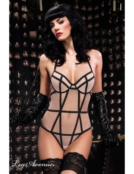 BODY SEMITRASPARENTE CON INTRECCI NERI “PURE”