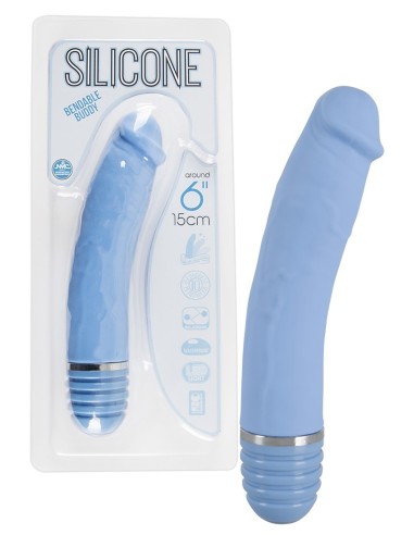 VIBRATORE IN SILICONE 10 RITMI \"BENDABLE BUDDY\" BLU - 15 CM