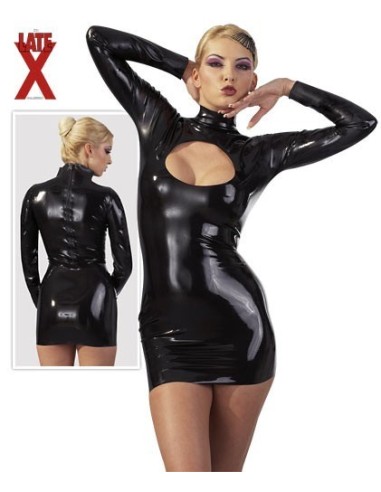 MINI ABITO IN LATEX NERO "PEEPHOLE"