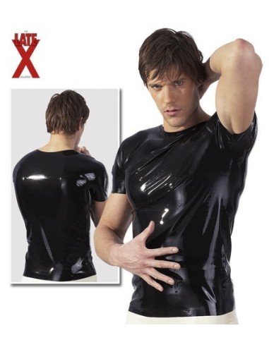 MAGLIA A MANICHE CORTE IN LATEX NERO