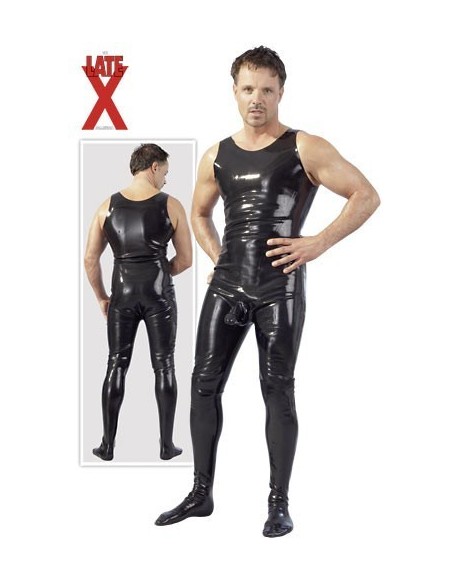 TUTA SMANICATA IN LATEX NERO CON GUAINA FALLICA