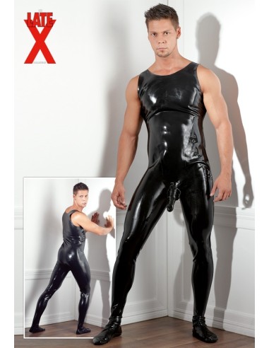 TUTA SMANICATA IN LATEX NERO CON GUAINA FALLICA
