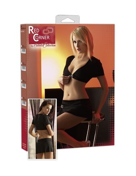 COORDINATO NERO TOP CON STRASS E MINIGONNA