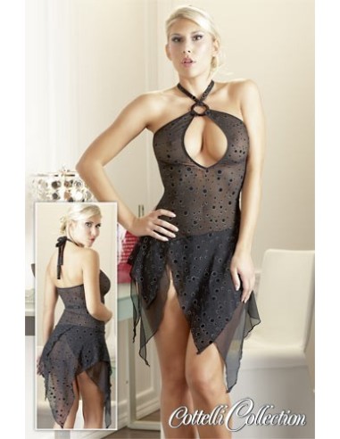 MINI ABITO TRASPARENTE A FRANGE