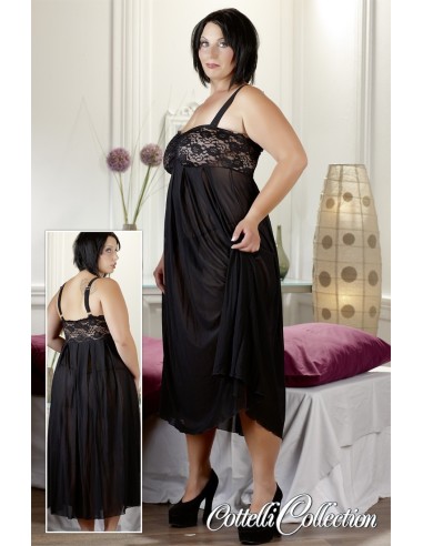 VESTE DA CAMERA NERA CON COPPE IN PIZZO