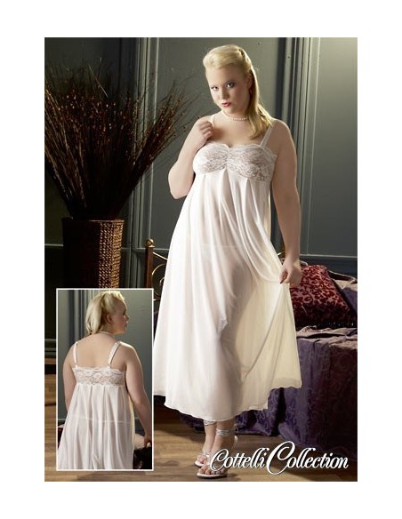 VESTE DA CAMERA BIANCA CON COPPE IN PIZZO