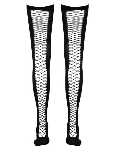 CALZE A RETE AUTOREGGENTI NERE CON BALZA IN PIZZO