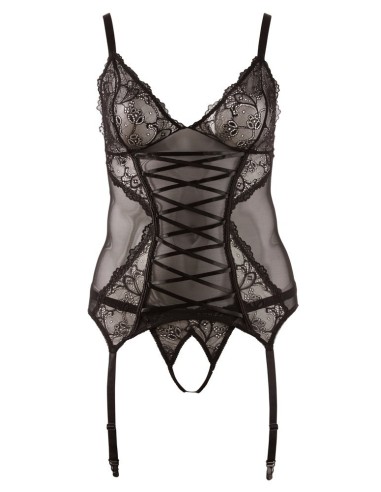 GUEPIERE IN TULLE E PIZZO CON PERIZOMA APERTO