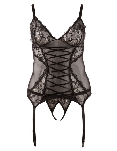 GUEPIERE IN TULLE E PIZZO CON PERIZOMA APERTO