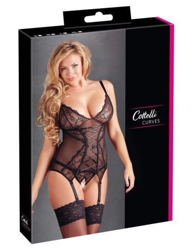 GUEPIERE IN TULLE E PIZZO CON PERIZOMA APERTO