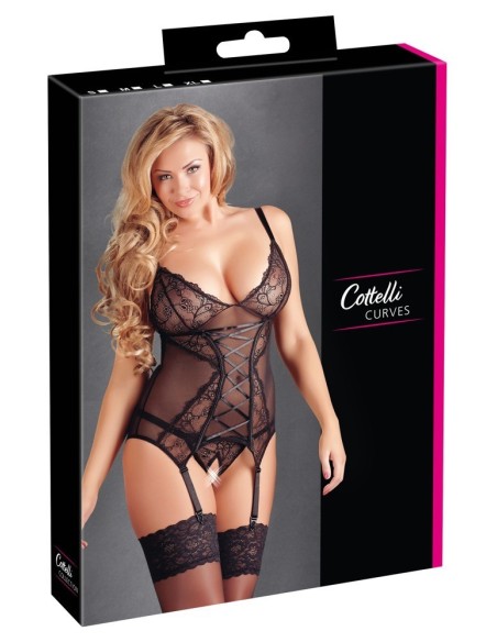 GUEPIERE IN TULLE E PIZZO CON PERIZOMA APERTO