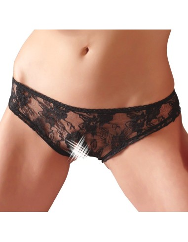 SLIP IN PIZZO CON APERTURA "COTTELLI LINGERIE" COLORE NERO