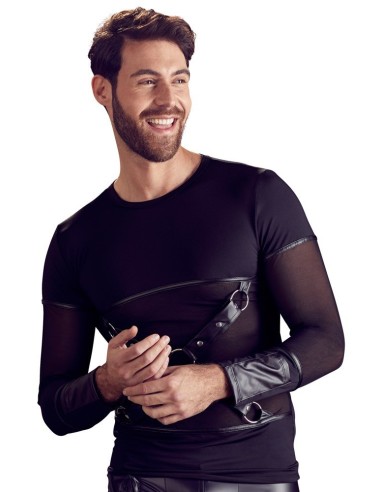 T-SHIRT UOMO STRETCHY MANICHE LUNGHE "NEK" COLORE NERO