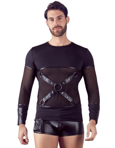 T-SHIRT UOMO STRETCHY MANICHE LUNGHE "NEK" COLORE NERO