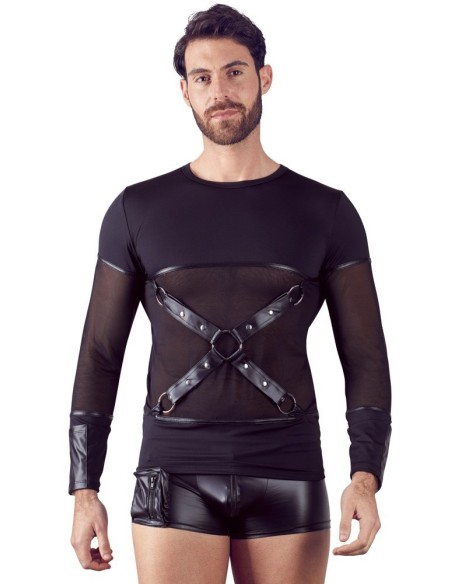 T-SHIRT UOMO STRETCHY MANICHE LUNGHE "NEK" COLORE NERO