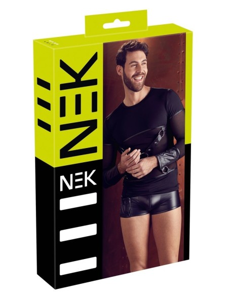 T-SHIRT UOMO STRETCHY MANICHE LUNGHE "NEK" COLORE NERO