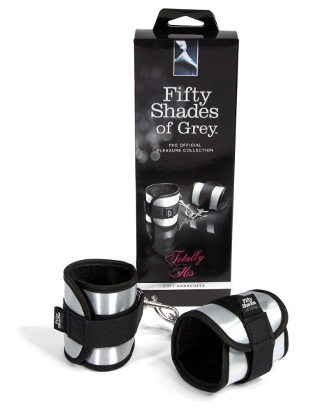 MANETTE IN TESSUTO CON VELCRO E GANCIO 50 SFUMATURE DI GRIGIO "TOTALMENTE SUA"