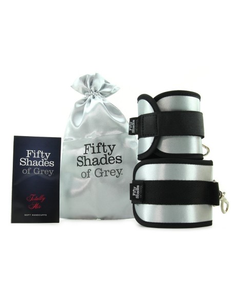 MANETTE IN TESSUTO CON VELCRO E GANCIO 50 SFUMATURE DI GRIGIO "TOTALMENTE SUA"