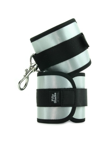 MANETTE IN TESSUTO CON VELCRO E GANCIO 50 SFUMATURE DI GRIGIO "TOTALMENTE SUA"