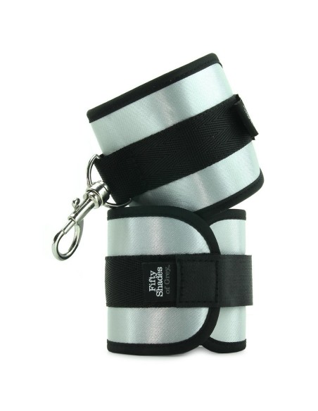 MANETTE IN TESSUTO CON VELCRO E GANCIO 50 SFUMATURE DI GRIGIO "TOTALMENTE SUA"