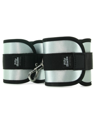 MANETTE IN TESSUTO CON VELCRO E GANCIO 50 SFUMATURE DI GRIGIO "TOTALMENTE SUA"