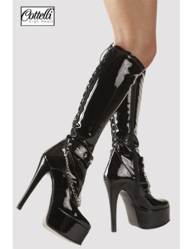 STIVALI NERI CON CINTURINO E BORCHIE \"DOVER\"