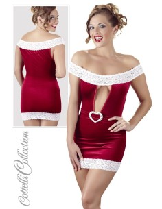 MINI ABITO IN VELLUTO ROSSO CON SCOLLATURA A CUORE \"XMAS\" 2