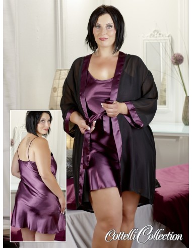 CHEMISE E KIMONO NERO/VIOLA