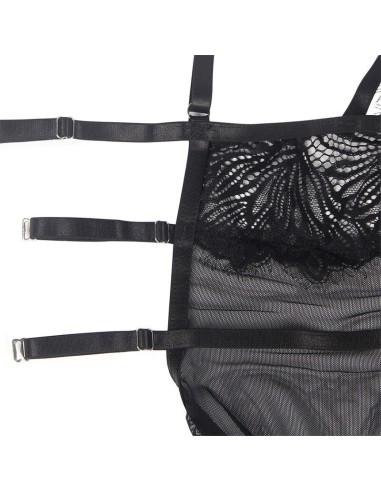 SUBBLIME - BABYDOLL CON SPALLINE REGOLABILI IN PIZZO NERO LXL