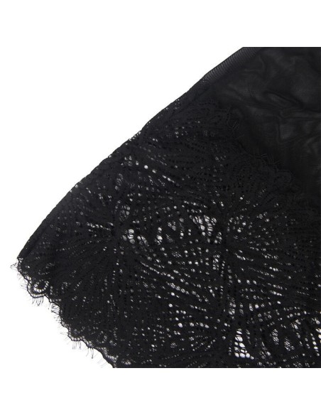 SUBBLIME - BABYDOLL CON SPALLINE REGOLABILI IN PIZZO NERO LXL