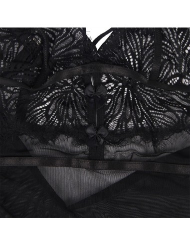 SUBBLIME - BABYDOLL CON SPALLINE REGOLABILI IN PIZZO NERO LXL